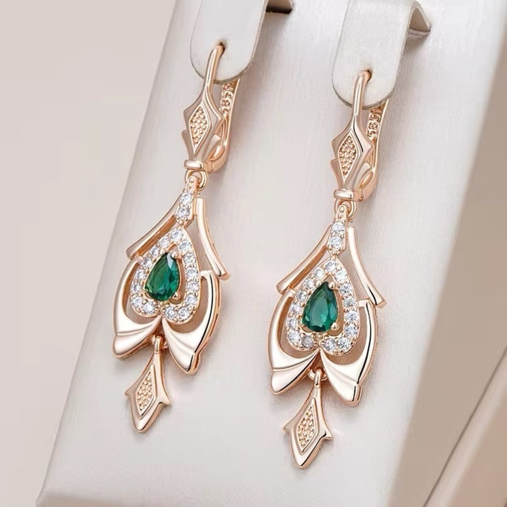 Rose Gold Plated Crystal Flower Fine Drop Earrings